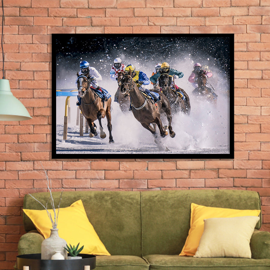 Horse Racing, Horse Racing Framed Art Prints Wall Art Decor,Black Frame, Ready to hang