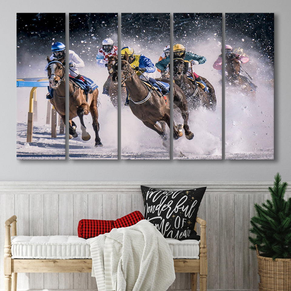 Horse Racing, Horse Racing 5 Panels B,Large Canvas,Canvas Prints Wall Art Home Decor