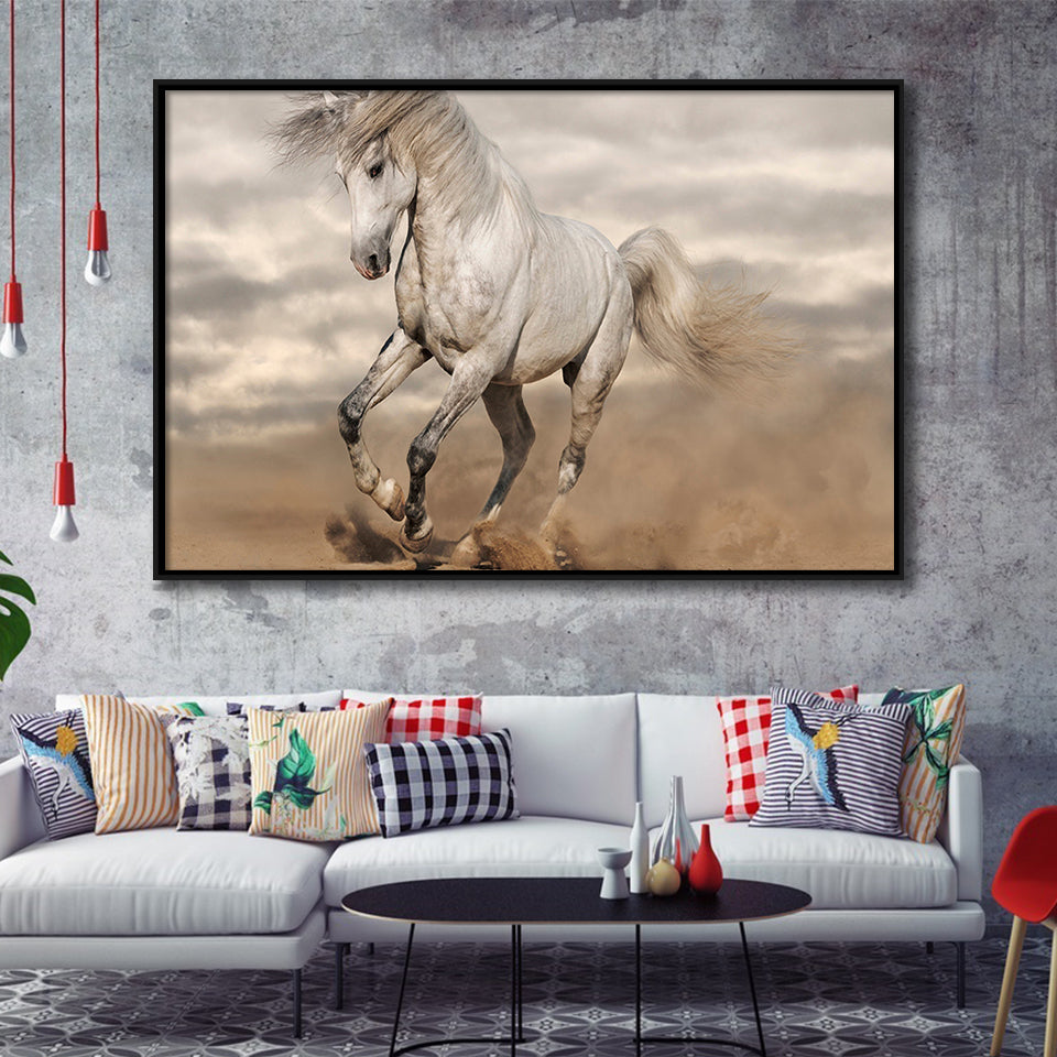Horse Rustic Framed Canvas Prints Wall Art Decor, Framed Picture, Floating Frame