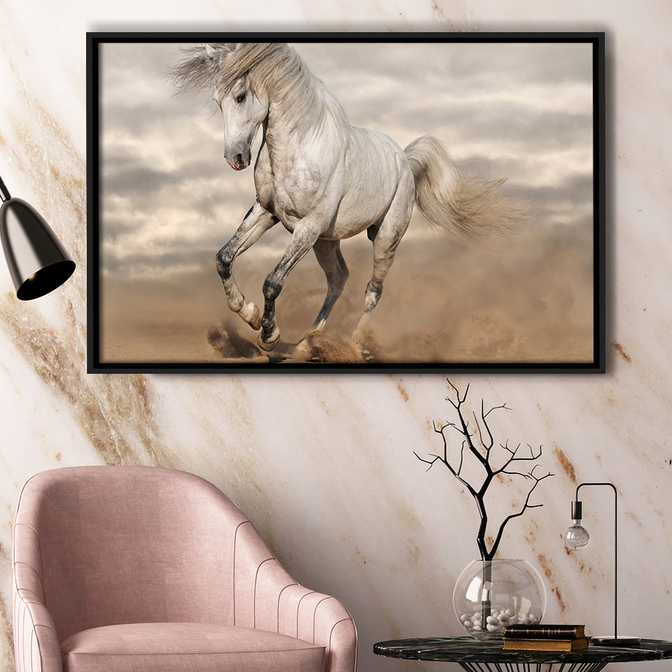 Horse Rustic Framed Canvas Prints Wall Art Decor, Framed Picture, Floating Frame