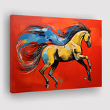 Horse And Wave Unique Art Red Background Painting Canvas Prints Wall Art Home Decor, Painting Canvas, Living Room Wall Decor