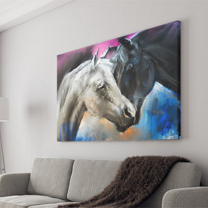 Horses Black And White Portrait Watercolor Canvas Wall Art - Canvas Prints, Prints for Sale, Canvas Painting, Home Decor