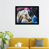Horses Black And White Portrait Watercolor Framed Wall Art Print - Framed Art, Prints for Sale, Painting Art, Painting Prints