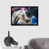 Horses Black And White Portrait Watercolor Framed Wall Art Print - Framed Art, Prints for Sale, Painting Art, Painting Prints