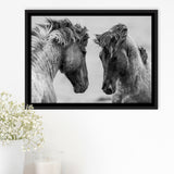 Horses Black and White Framed Canvas Prints Wall Art Decor - Paiting Canvas, Art Prints, Floating Frame