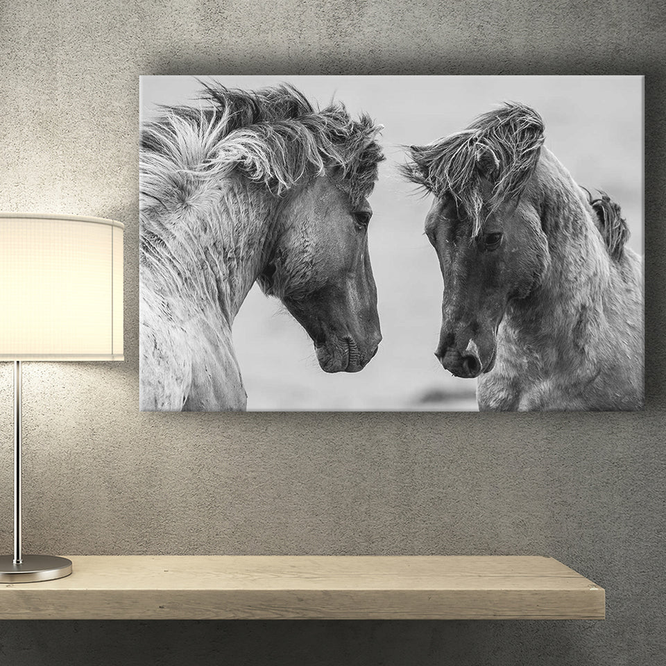 Horses Black and White Canvas Prints Wall Art Decor - Paiting Canvas, Art Prints, Wall Decor, For Sale