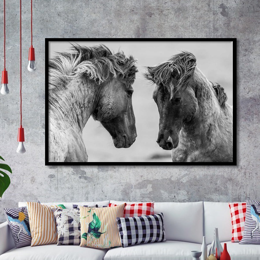 Horses Black and White Framed Art Prints Wall Decor - Painting Prints, Framed Picture, Home Decor