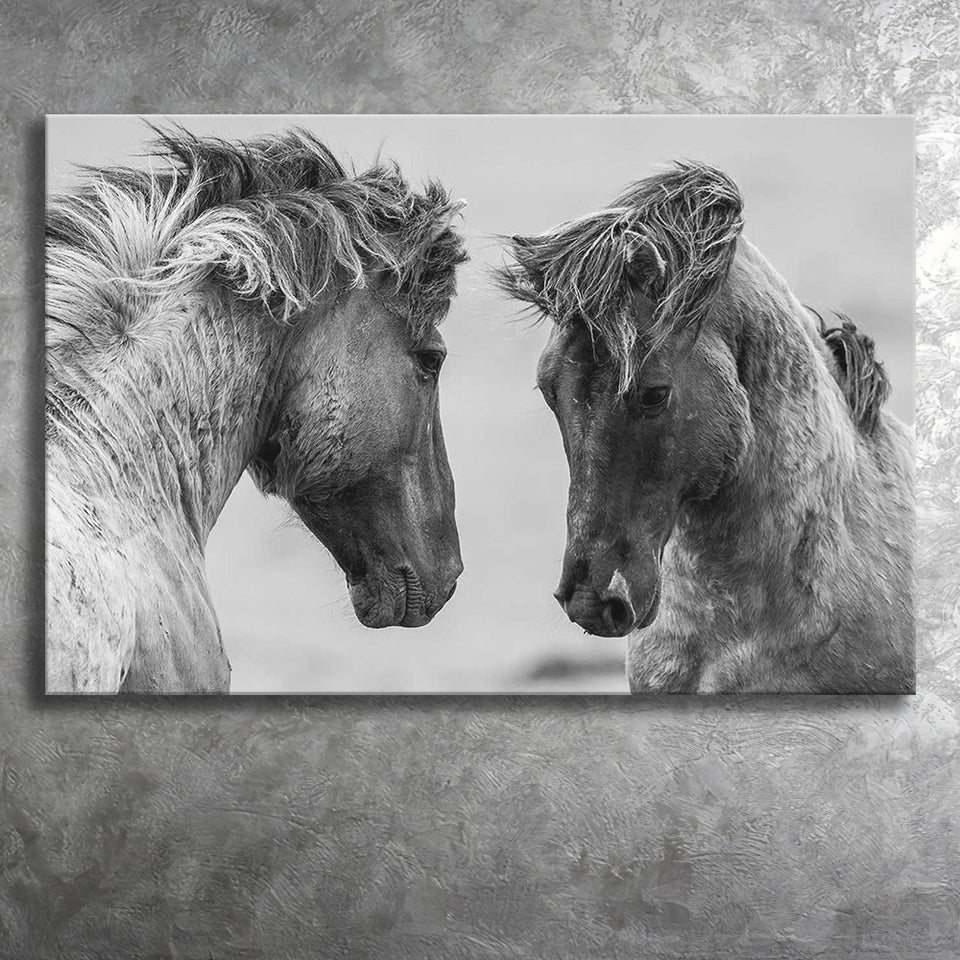 Horses Black and White Canvas Prints Wall Art Decor - Paiting Canvas, Art Prints, Wall Decor, For Sale