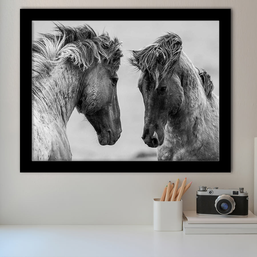 Horses Black and White Framed Art Prints Wall Decor - Painting Prints, Framed Picture, Home Decor