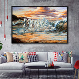 Horses Running Waves Framed Canvas Prints Wall Art Home Decor,Floating Frame