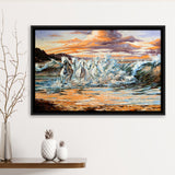 Horses Running Waves Framed Canvas Prints Wall Art Home Decor,Floating Frame