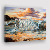 Horses Running Waves Canvas Prints Wall Art Home Decor