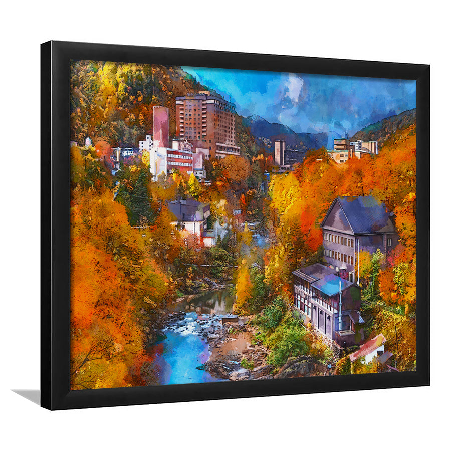 Hot Springs Resort Town Jozankei Northern City Art Watercolor Framed Art Prints Wall Art Decor,Framed Picture