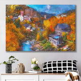Hot Springs Resort Town Jozankei Northern City Art Watercolor Canvas Prints Wall Art Home Decor, Large Canvas