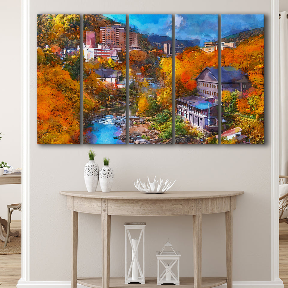 Hot Springs Resort Town Jozankei Northern 5 Pieces Extra Large Canvas Prints Wall Art Home Decor