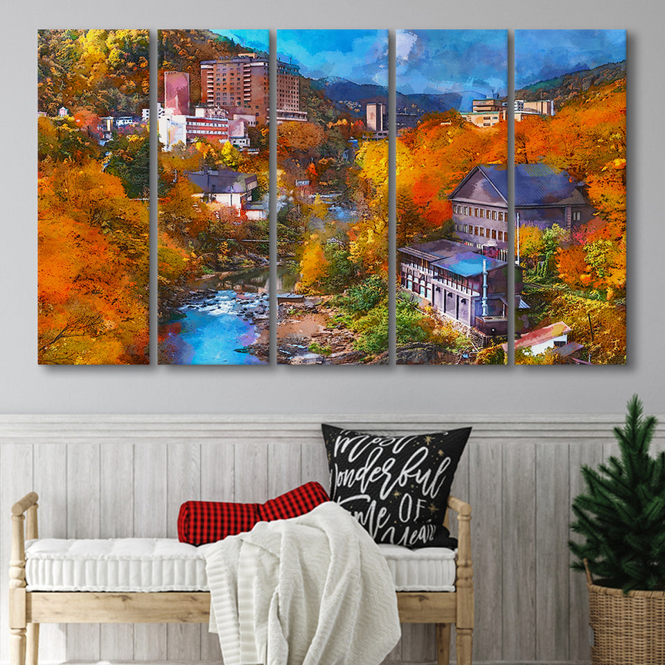 Hot Springs Resort Town Jozankei Northern 5 Pieces Extra Large Canvas Prints Wall Art Home Decor