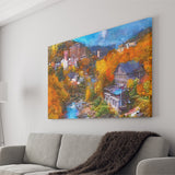 Hot Springs Resort Town Jozankei Northern City Art Watercolor Canvas Prints Wall Art Home Decor, Large Canvas