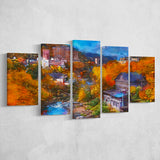 Hot Springs Resort Town Jozankei Northern 5 Pieces Mixed Canvas Prints Wall Art Home Decor