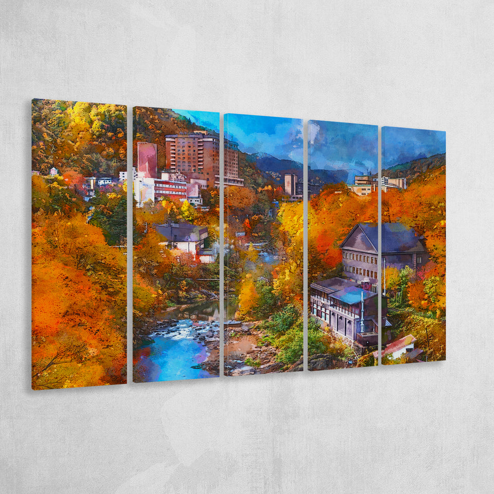Hot Springs Resort Town Jozankei Northern 5 Pieces Extra Large Canvas Prints Wall Art Home Decor