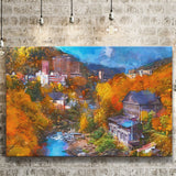 Hot Springs Resort Town Jozankei Northern City Art Watercolor Canvas Prints Wall Art Home Decor, Large Canvas