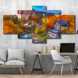 Hot Springs Resort Town Jozankei Northern 5 Pieces Mixed Canvas Prints Wall Art Home Decor
