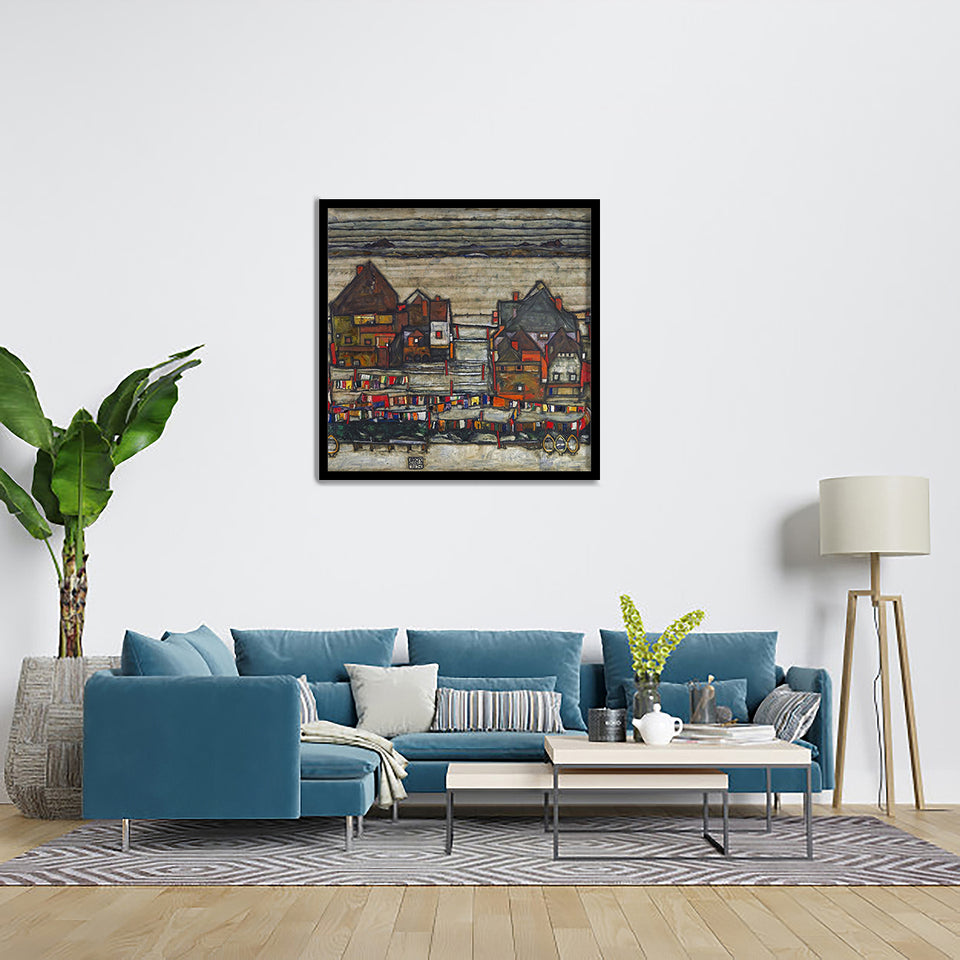 Houses With Colorful Linen By Egon SchieleArt Print,Canvas Art,Frame Art,Plexiglass Cover
