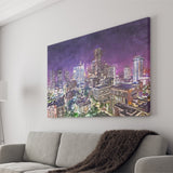 Houston Texas Usa Downtown City Skyline 2 City Art Watercolor Canvas Prints Wall Art Home Decor, Large Canvas