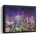 Houston Texas Usa Downtown City Skyline 2 City Art Watercolor Framed Canvas Prints Wall Art Home Decor,Floating Frame