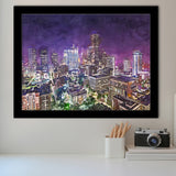 Houston Texas Usa Downtown City Skyline 2 City Art Watercolor Framed Art Prints Wall Art Decor,Framed Picture