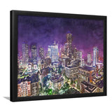Houston Texas Usa Downtown City Skyline 2 City Art Watercolor Framed Art Prints Wall Art Decor,Framed Picture