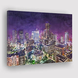 Houston Texas Usa Downtown City Skyline 2 City Art Watercolor Canvas Prints Wall Art Home Decor, Large Canvas