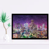Houston Texas Usa Downtown City Skyline 2 City Art Watercolor Framed Art Prints Wall Art Decor,Framed Picture
