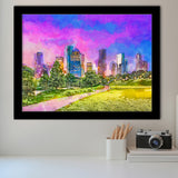 Houston Texas Usa Downtown City Skyline V3 City Art Watercolor Framed Art Prints Wall Art Decor,Framed Picture