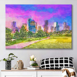 Houston Texas Usa Downtown City Skyline V3 City Art Watercolor Canvas Prints Wall Art Home Decor, Large Canvas