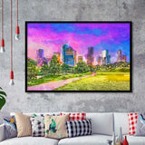 Houston Texas Usa Downtown City Skyline V3 City Art Watercolor Framed Art Prints Wall Art Decor,Framed Picture