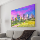 Houston Texas Usa Downtown City Skyline V3 City Art Watercolor Canvas Prints Wall Art Home Decor, Large Canvas