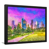 Houston Texas Usa Downtown City Skyline V3 City Art Watercolor Framed Art Prints Wall Art Decor,Framed Picture