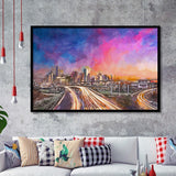 Houston Texas Usa Downtown Skyline Over City Art Watercolor Framed Art Prints Wall Art Decor,Framed Picture