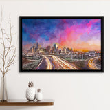 Houston Texas Usa Downtown Skyline Over City Art Watercolor Framed Canvas Prints Wall Art Home Decor,Floating Frame
