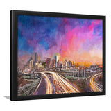 Houston Texas Usa Downtown Skyline Over City Art Watercolor Framed Art Prints Wall Art Decor,Framed Picture