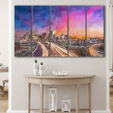 Houston Texas Usa Downtown Skyline Over 5 Pieces Extra Large Canvas Prints Wall Art Home Decor