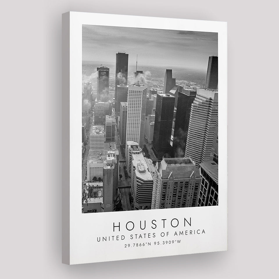 Houston, Usa Black And White Art Canvas Prints Wall Art Home Decor