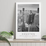 Houston, Usa Black And White Art Canvas Prints Wall Art Home Decor