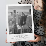 Houston, Usa Black And White Art Canvas Prints Wall Art Home Decor