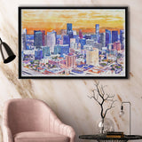 Houston Watercolor Houston Texas, Sport Art Prints Fan Gift, Framed Canvas Prints Wall Art Decor