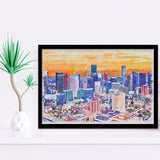 Houston Watercolor Houston Texas, Sport Prints Fan Gift, Framed Art Prints Wall Art Decor