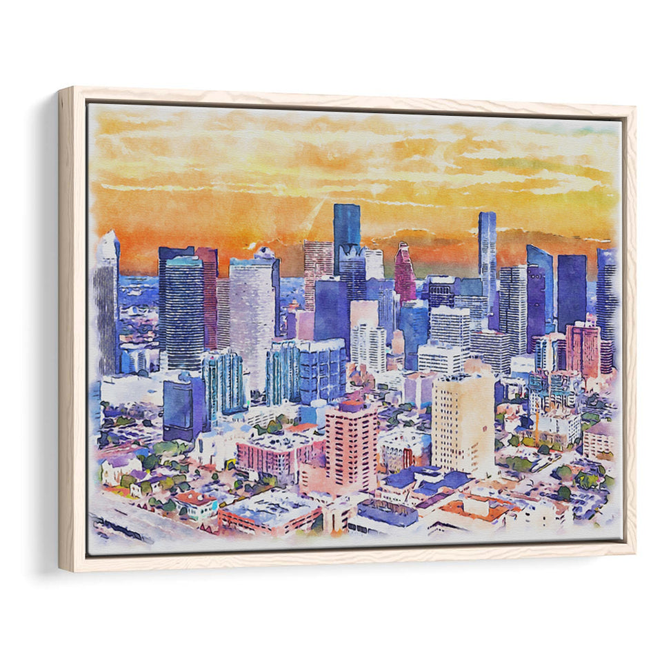 Houston Watercolor Houston Texas, Sport Art Prints Fan Gift, Framed Canvas Prints Wall Art Decor