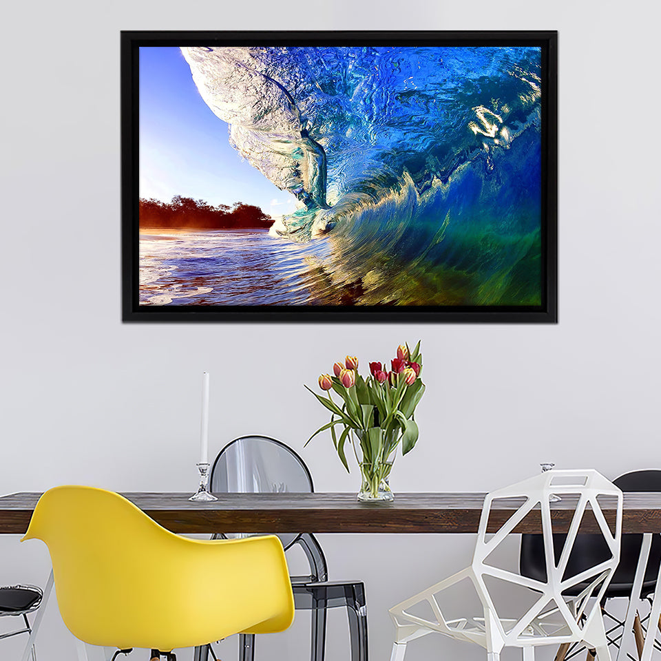 Huge Waves On A Beach Framed Canvas Wall Art - Canvas Prints, Prints For Sale, Painting Canvas,Framed Prints