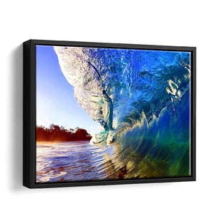 Huge Waves On A Beach Framed Canvas Wall Art - Canvas Prints, Prints For Sale, Painting Canvas,Framed Prints
