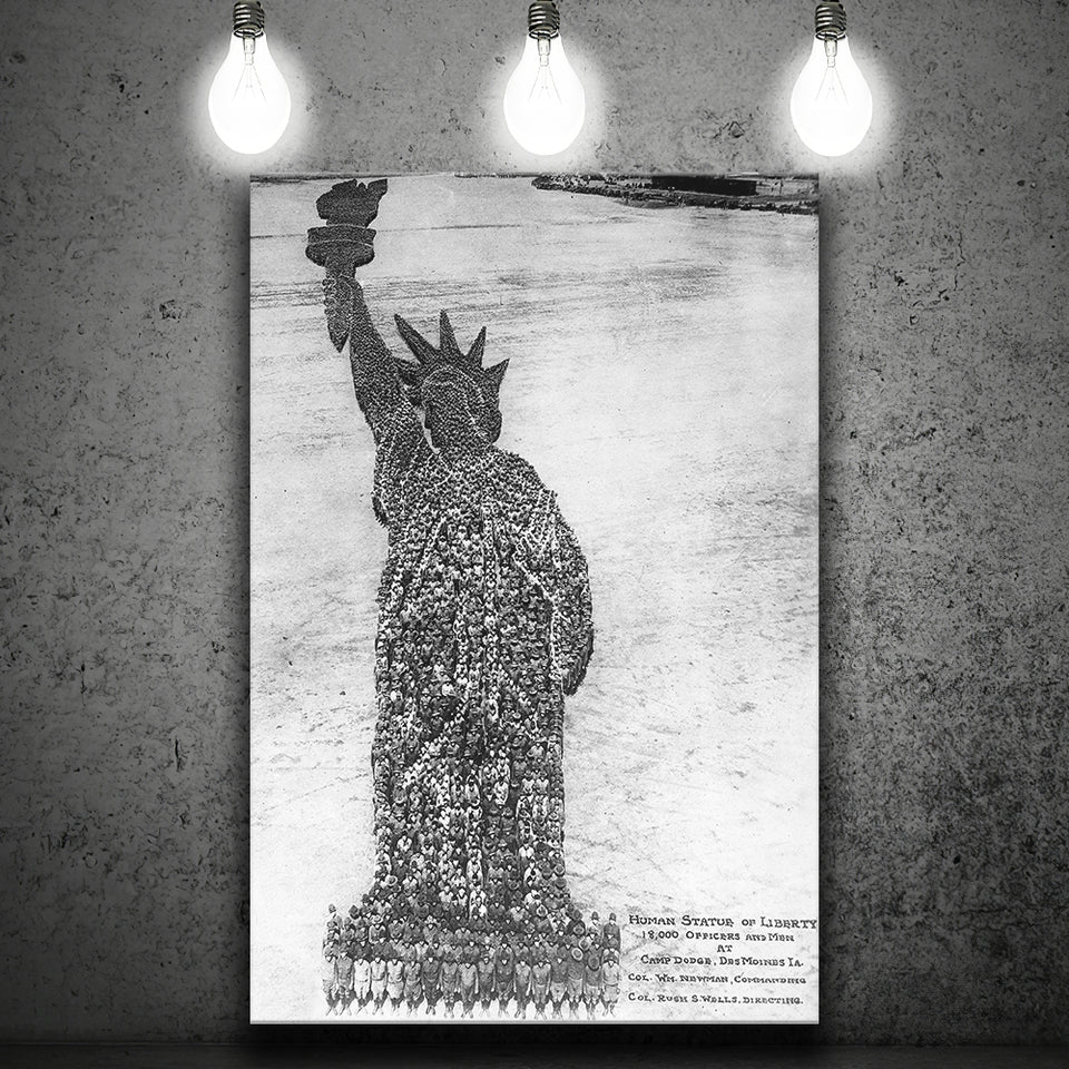 Human Statue Of Liberty Black And White Print, Canvas Prints Wall Art Home Decor